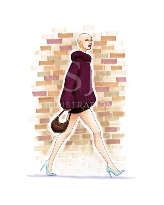 A Bit of Blue  |  Inclusive Fall Fashion Illustration (PRINT)