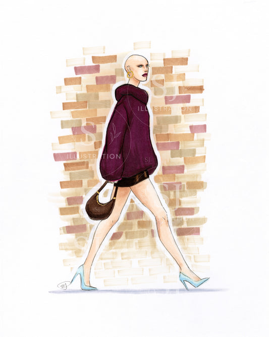 A Bit of Blue  |  Inclusive Fall Fashion Illustration (ORIGINAL)
