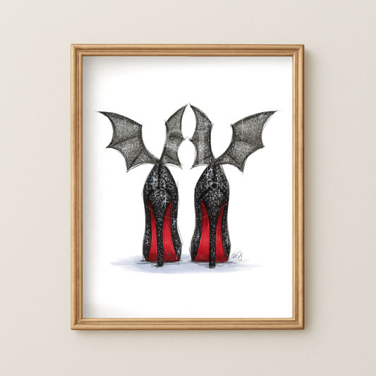 Batty Heels  |  Fun Halloween Fashion Illustration (ART PRINT)