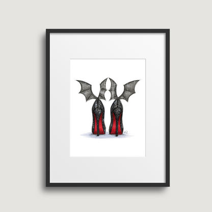 Batty Heels  |  Fun Halloween Fashion Illustration (EMBELLISHED PRINT)