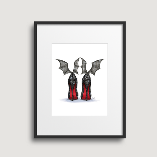 Batty Heels  |  Fun Halloween Fashion Illustration (EMBELLISHED PRINT)