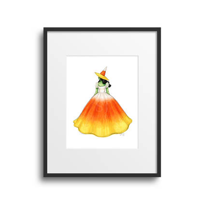 Candy Corn Witch  |  Fun Halloween Witch Fashion Illustration (ART PRINT)