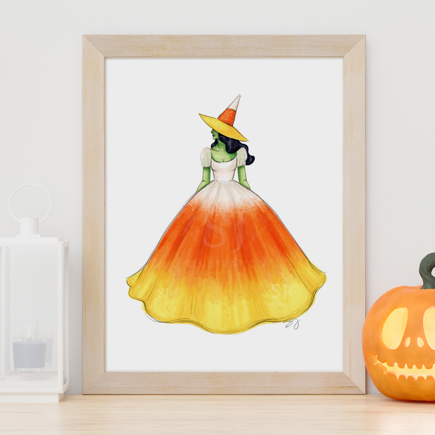 Candy Corn Witch  |  Fun Halloween Witch Fashion Illustration (ART PRINT)