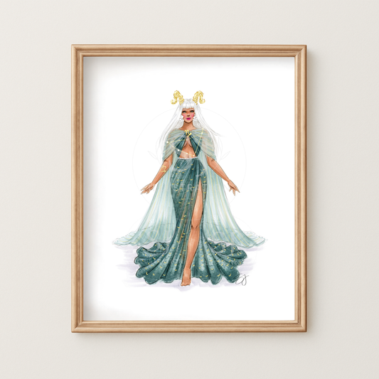 Capricorn (series 1)  |  Zodiac Fashion Illustration (ART PRINT)