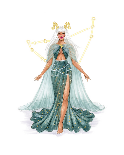 Capricorn  |  Zodiac Fashion Illustration (PRINT)
