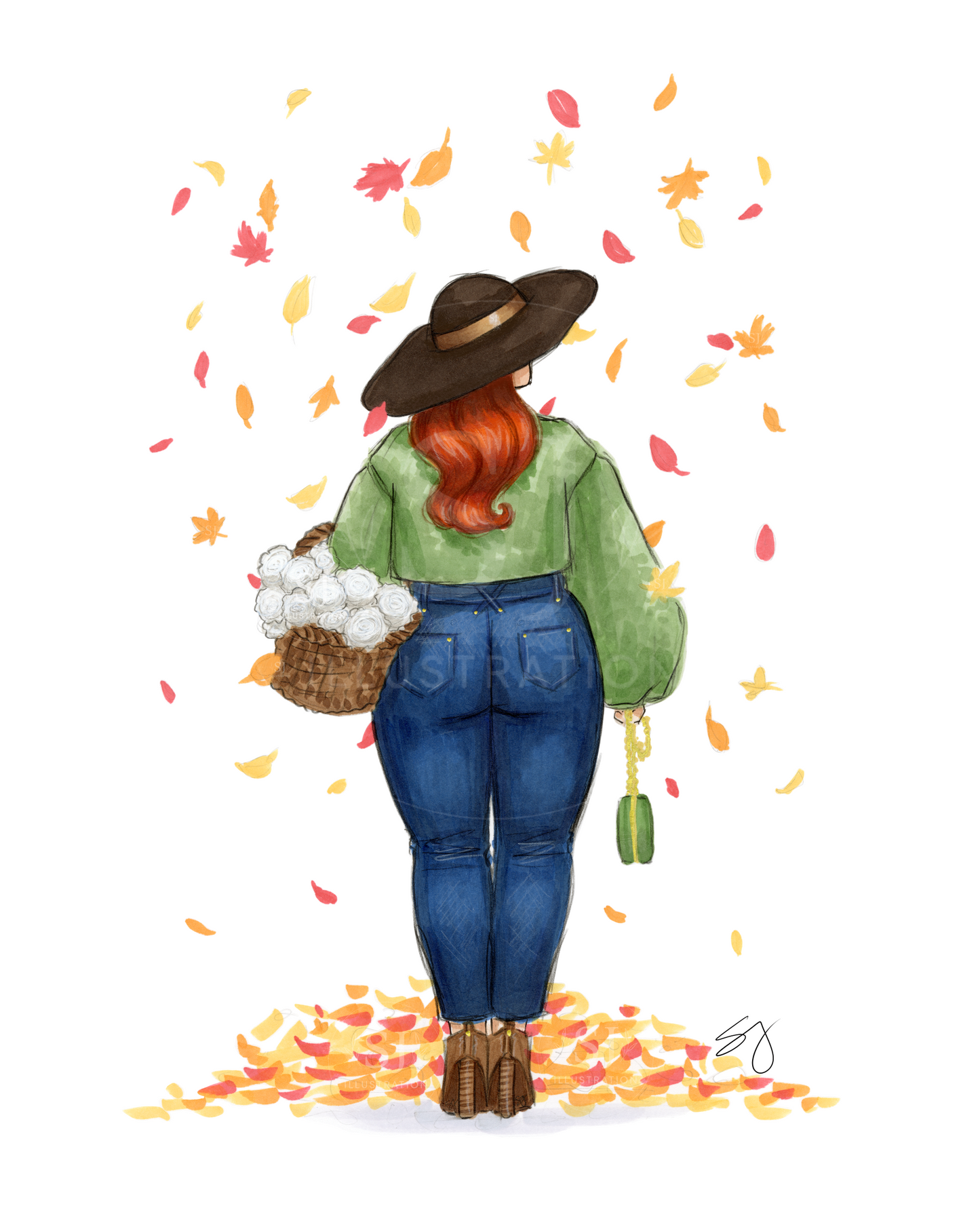 Changing Leaves  |  Curvy Fall Fashion Illustration (PRINT)