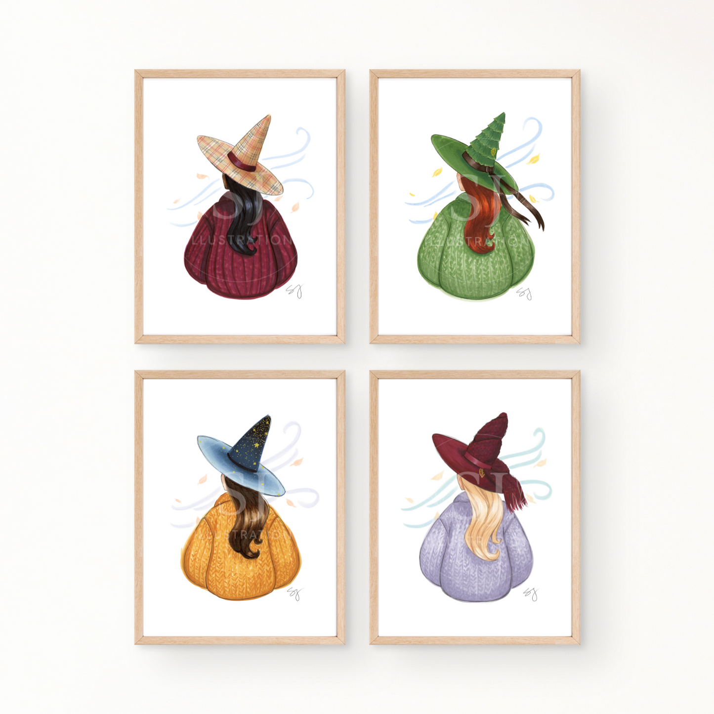 Brrrgundy Knit (Cozy Witch Series)  |  Cozy Witch Illustration (EMBELLISHED PRINT)