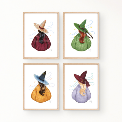 Brrrgundy Knit (Cozy Witch Series)  |  Cozy Witch Illustration (EMBELLISHED PRINT)