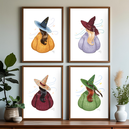 Cozy Witch Series Bundle  |  Fun Fall Fashion Illustration (PRINT BUNDLE)
