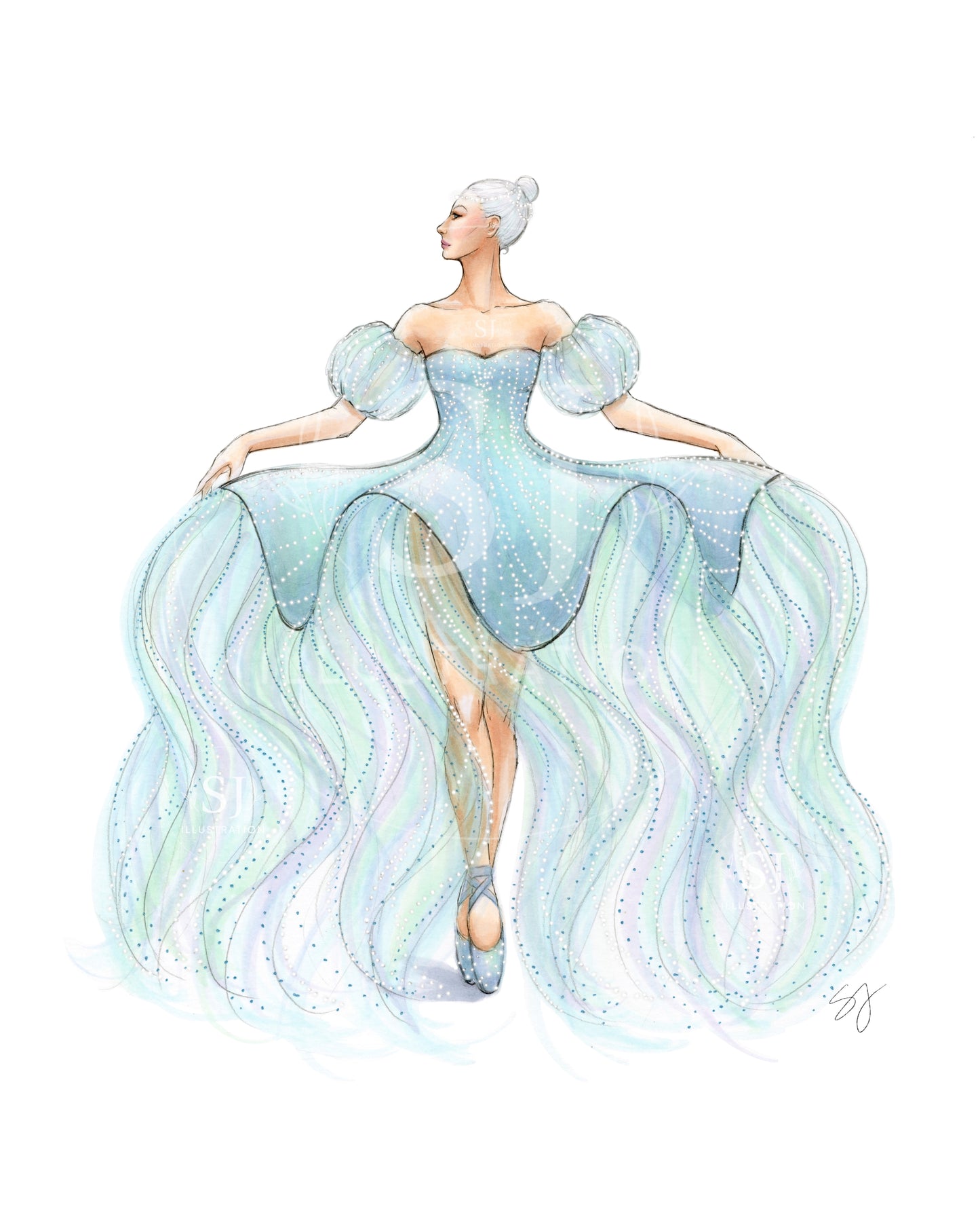 Dance of the Jellyfish  |  Whimsical Ballerina Fashion Illustration (ART PRINT)