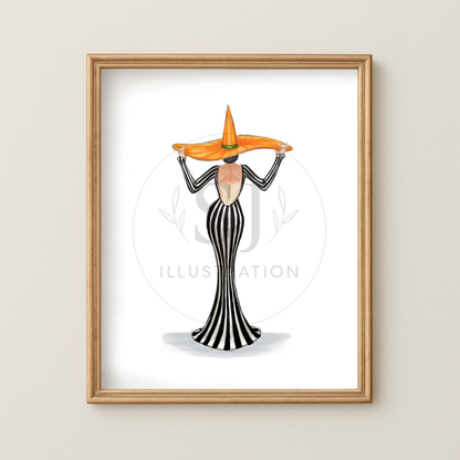 Fall Stripes  |  Witchy Fall Fashion Illustration (ART PRINT)