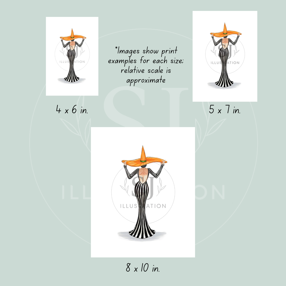 Fall Stripes  |  Witchy Fall Fashion Illustration (ART PRINT)