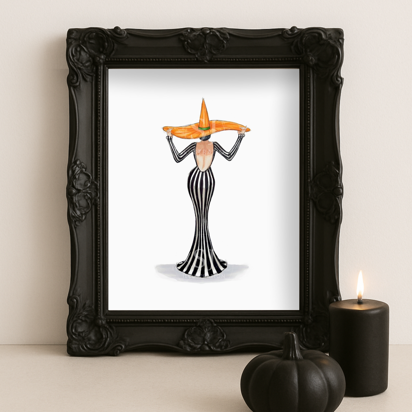 Fall Stripes  |  Witchy Fall Fashion Illustration (ART PRINT)