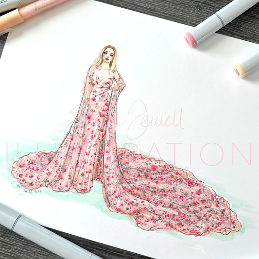 Floral Gala Gown | Fashion Illustration (ORIGINAL)