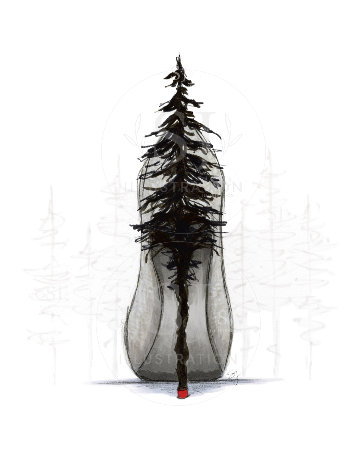 Footsteps Through Folklore  |  Album-Inspired Stiletto Fashion Illustration (ART PRINT)