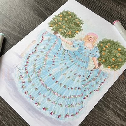 Garden Fairy Dress | Fashion Illustration (ORIGINAL)