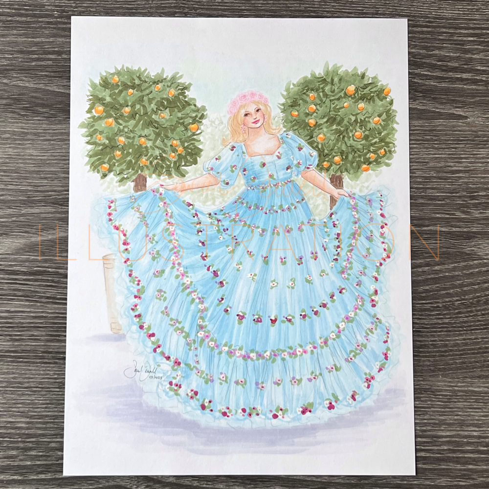 Garden Fairy Dress | Fashion Illustration (ORIGINAL)