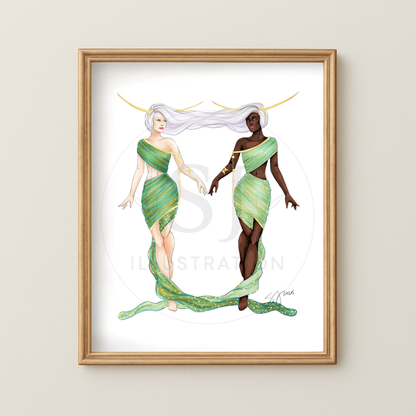 Gemini (series 1)  |  Zodiac Fashion Illustration (ART PRINT)