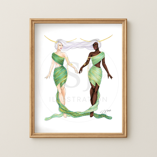 Gemini (series 1)  |  Zodiac Fashion Illustration (ART PRINT)