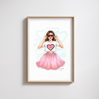 Hearts Galore  |  Casual Fashion Illustration (PRINT)