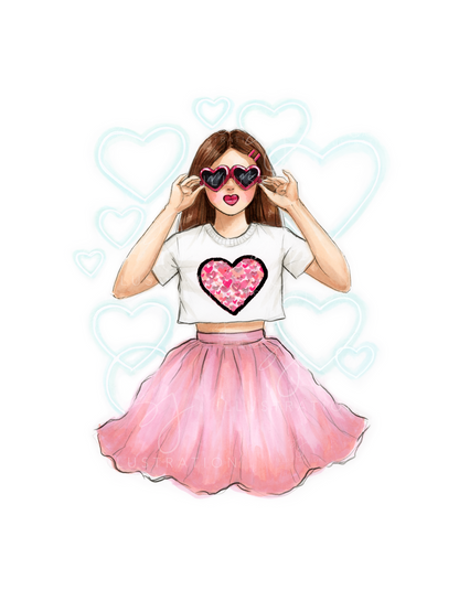 Hearts Galore  |  Casual Fashion Illustration (PRINT)