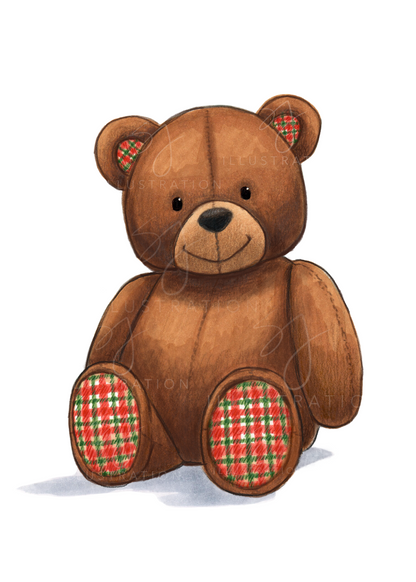 (PRE-ORDER) Festive Teddy Bear  |  Fun Animal Illustration (PRINT)