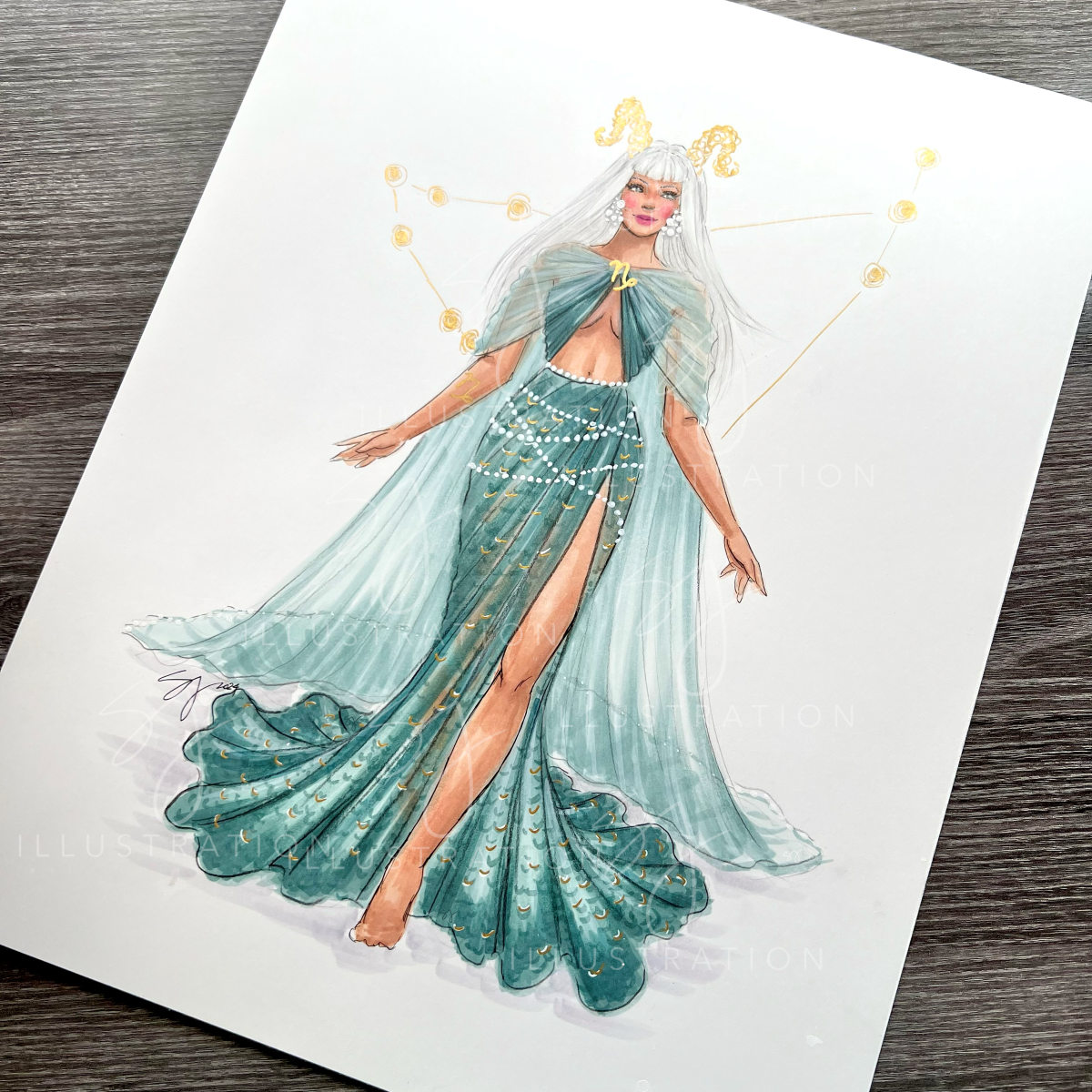 Capricorn  |  Zodiac Fashion Illustration (ORIGINAL)