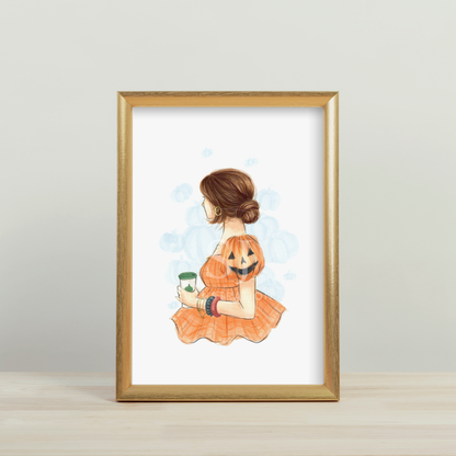 Jack 'o Lantern Sleeves   |  Fun Halloween Fashion Illustration (ART PRINT)