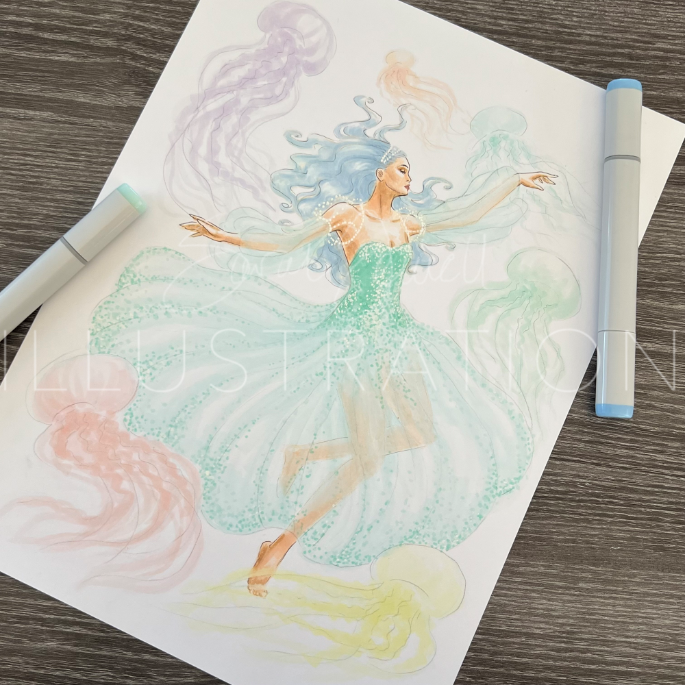 Jellyfish Dreams  |  Whimsical Fashion Illustration (ORIGINAL)