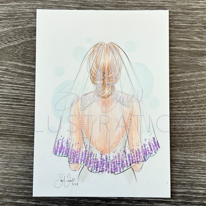 Lavender Veil |  Bridal Fashion Illustration (ORIGINAL)