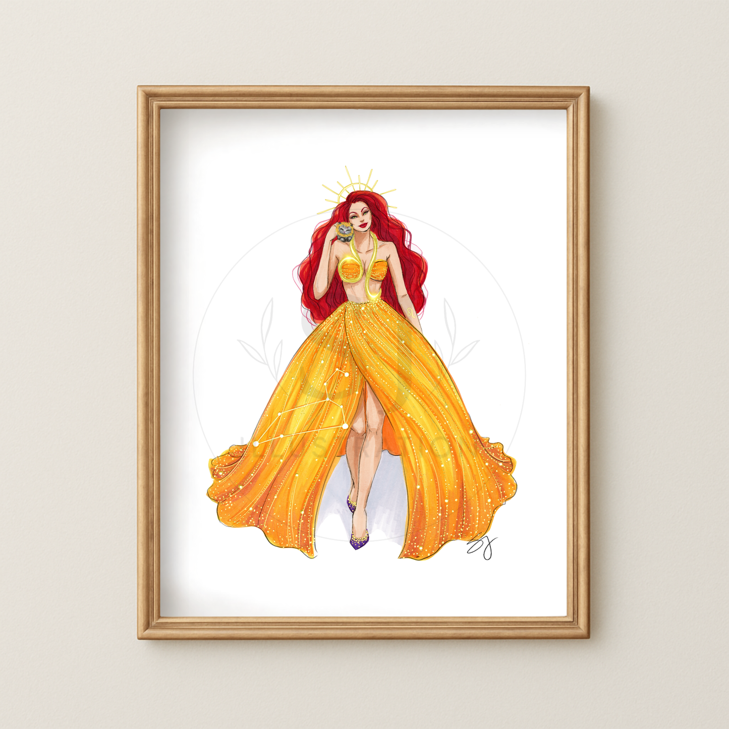 Leo (series 1)  |  Zodiac Fashion Illustration (ART PRINT)