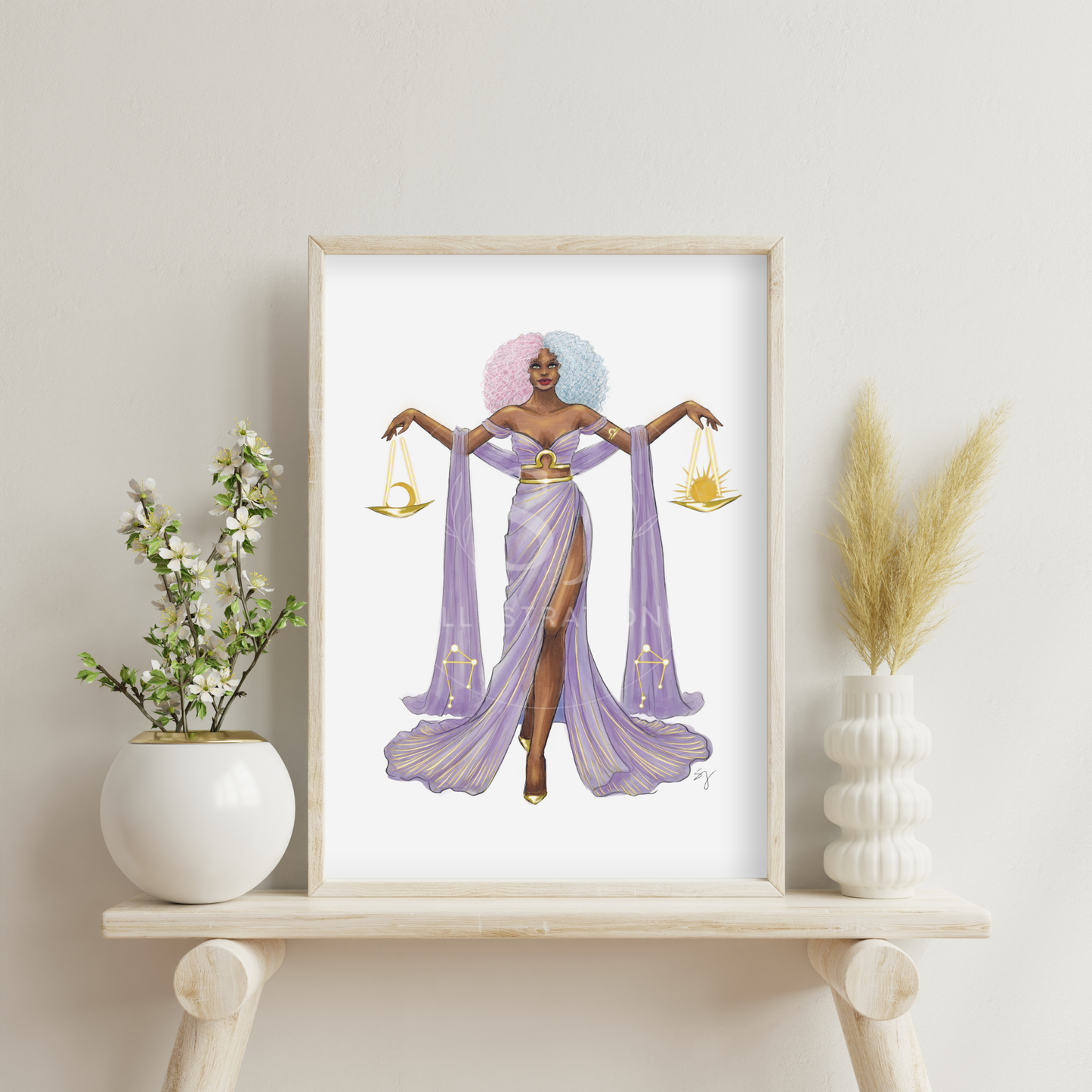 Libra (series 1)  |  Zodiac Fashion Illustration (ART PRINT)