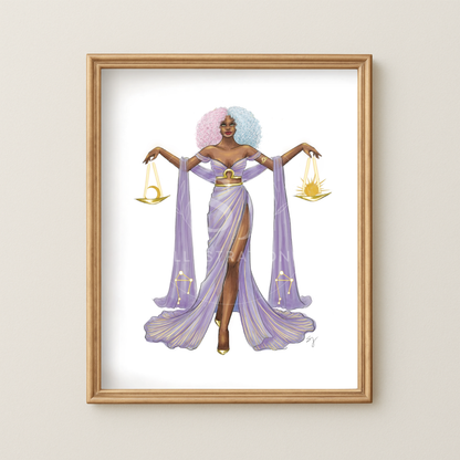 Libra (series 1)  |  Zodiac Fashion Illustration (ART PRINT)