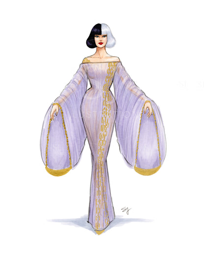 Libra (series 2)  |  Zodiac Fashion Illustration (EMBELLISHED PRINT)