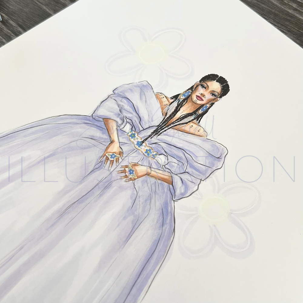 Lilac Gala Gown | Fashion Illustration (ORIGINAL)