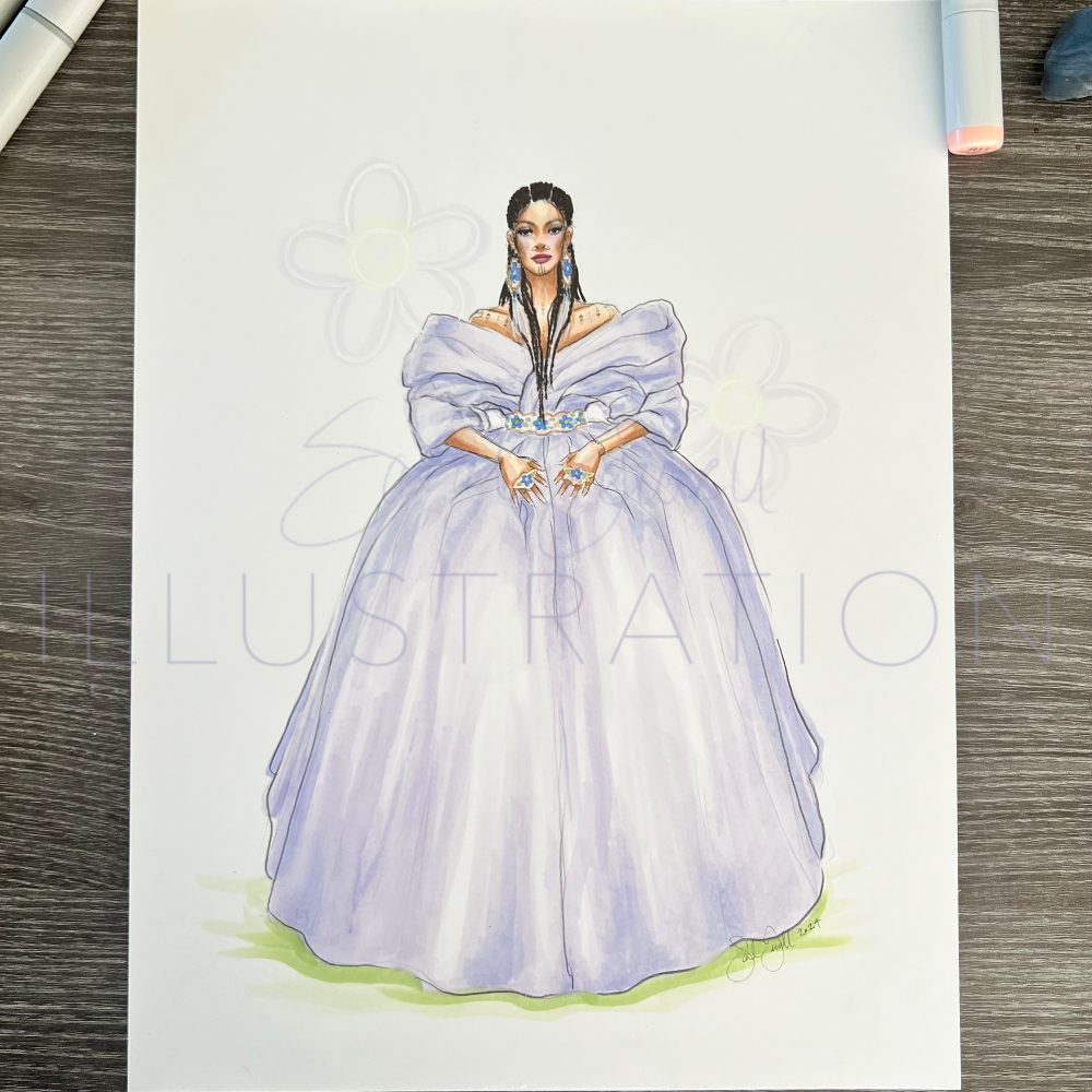 Lilac Gala Gown | Fashion Illustration (ORIGINAL)