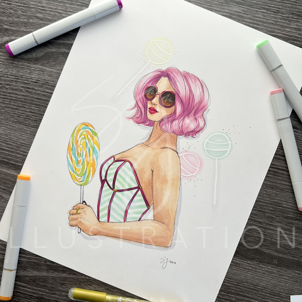 Lollipop Princess  |  Whimsical Illustration (ORIGINAL)