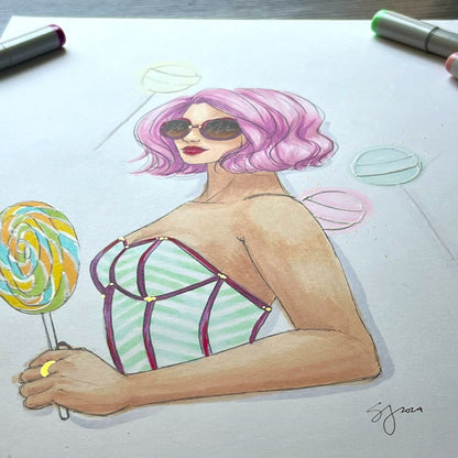 Lollipop Princess  |  Whimsical Illustration (ORIGINAL)