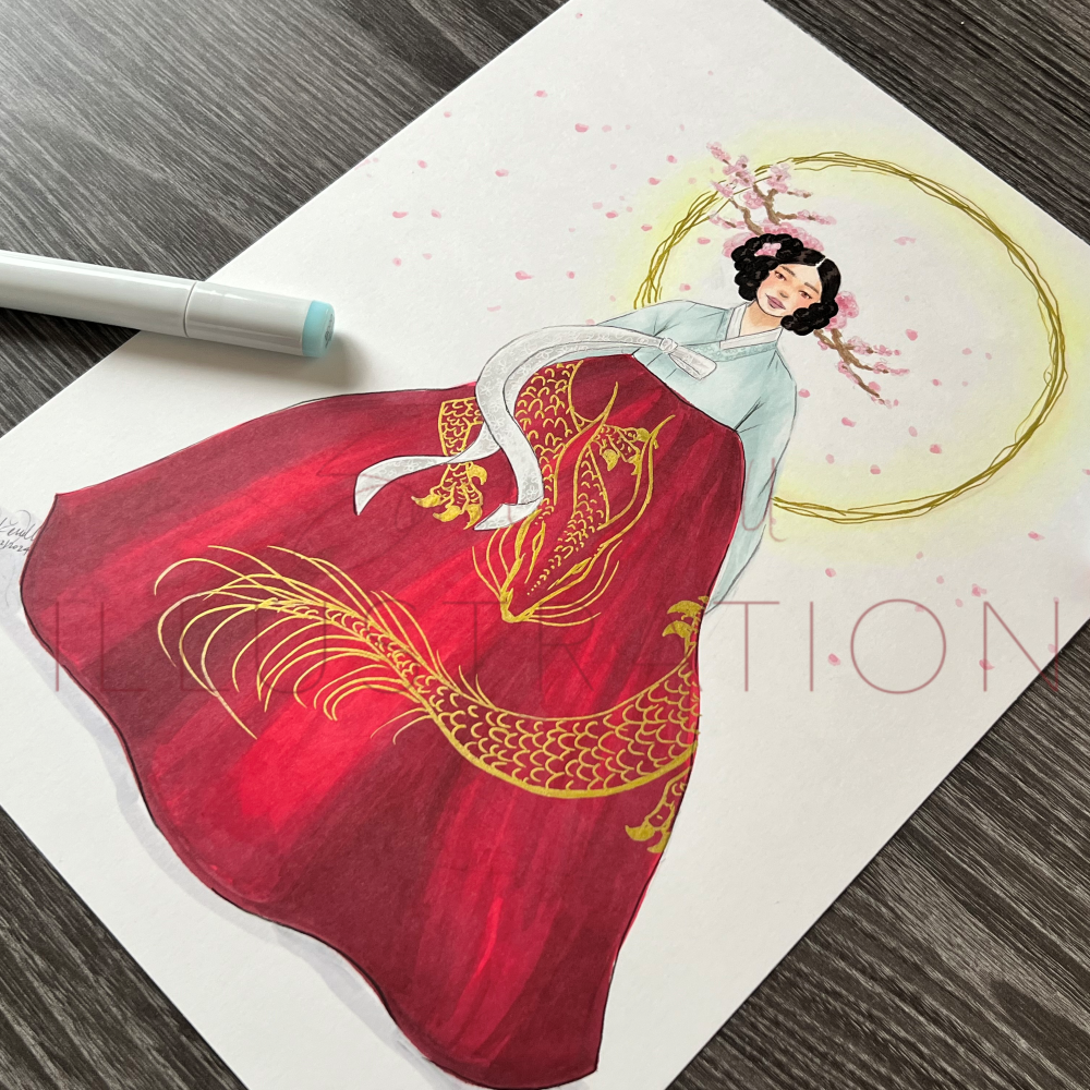 Lunar New Year Hanbok (Dragon) | Fashion Illustration (ORIGINAL)