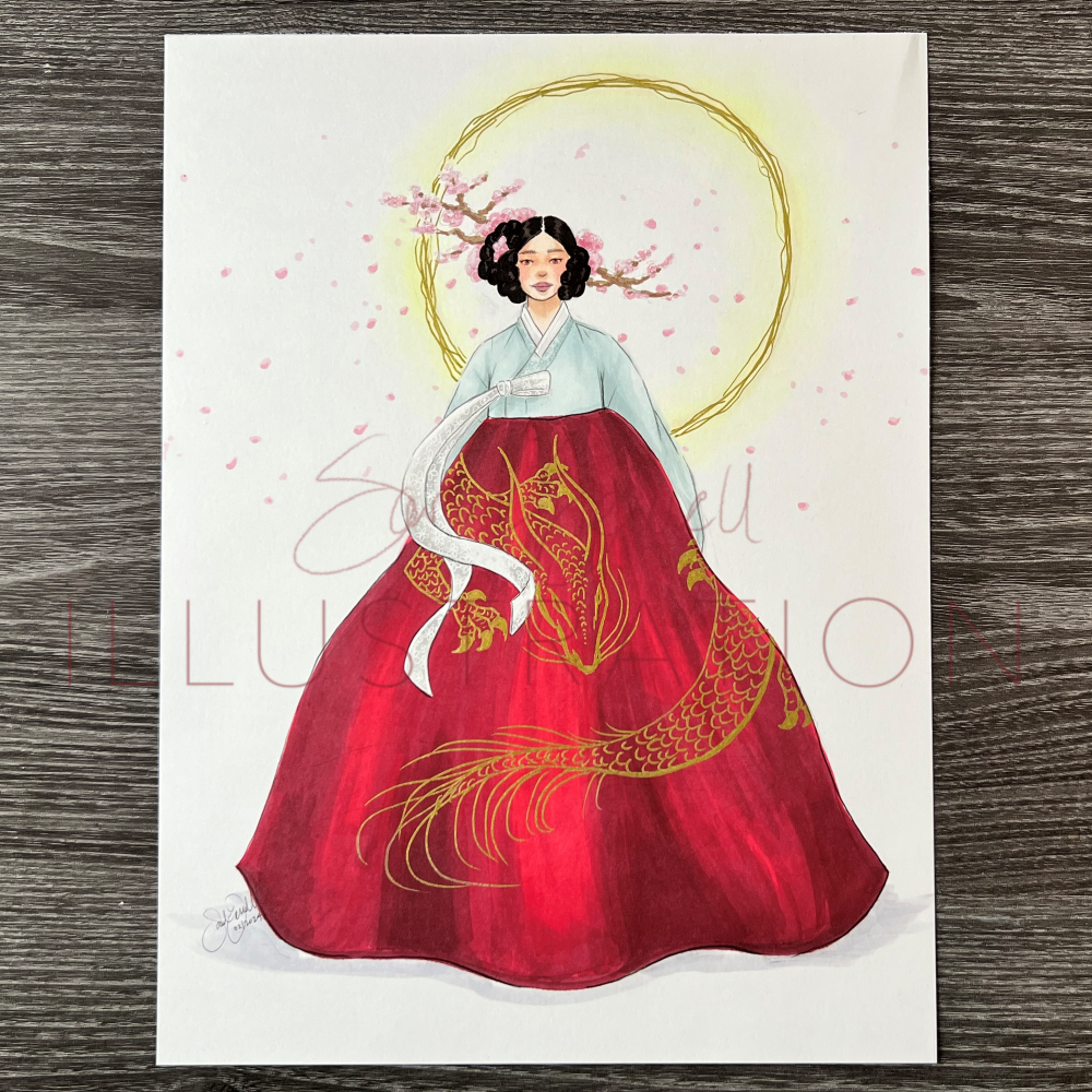 Lunar New Year Hanbok (Dragon) | Fashion Illustration (ORIGINAL)