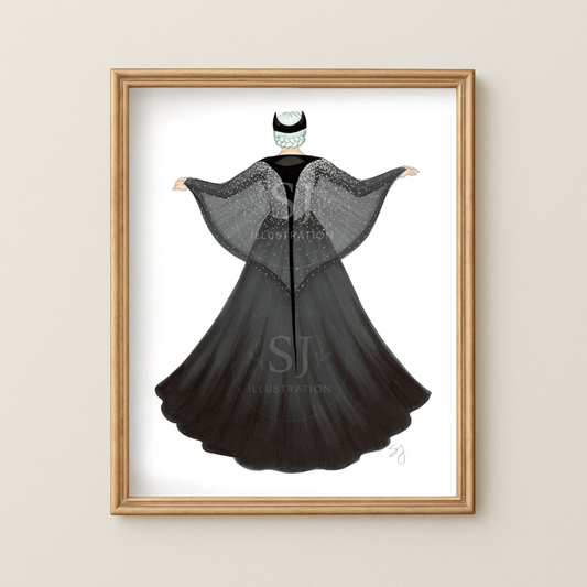 Manta Ray Cape |  Whimsical Fashion Illustration (EMBELLISHED PRINT)