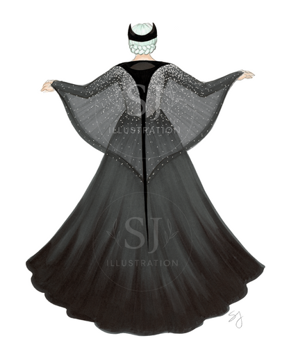 Manta Ray Cape |  Whimsical Fashion Illustration (EMBELLISHED PRINT)