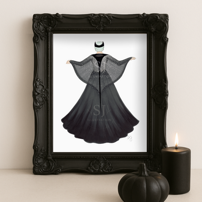 Manta Ray Cape |  Whimsical Fashion Illustration (EMBELLISHED PRINT)