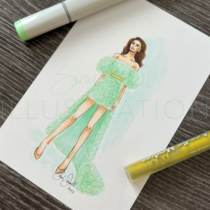 Spearmint Mini Dress  |  Fashion Illustration (ORIGINAL)