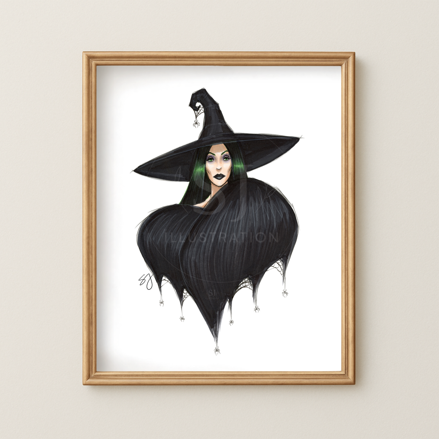 Monochrome Noir  |  Witchy Halloween Fashion Illustration (ART PRINT)