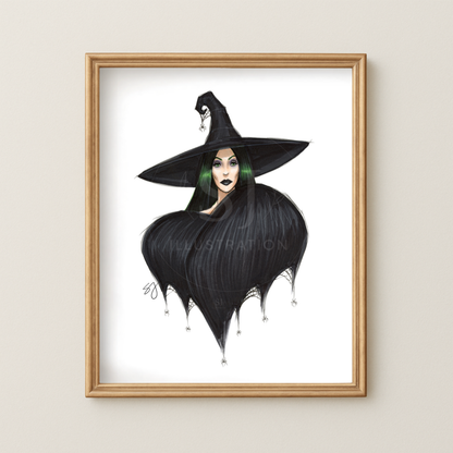 Monochrome Noir  |  Witchy Halloween Fashion Illustration (ART PRINT)
