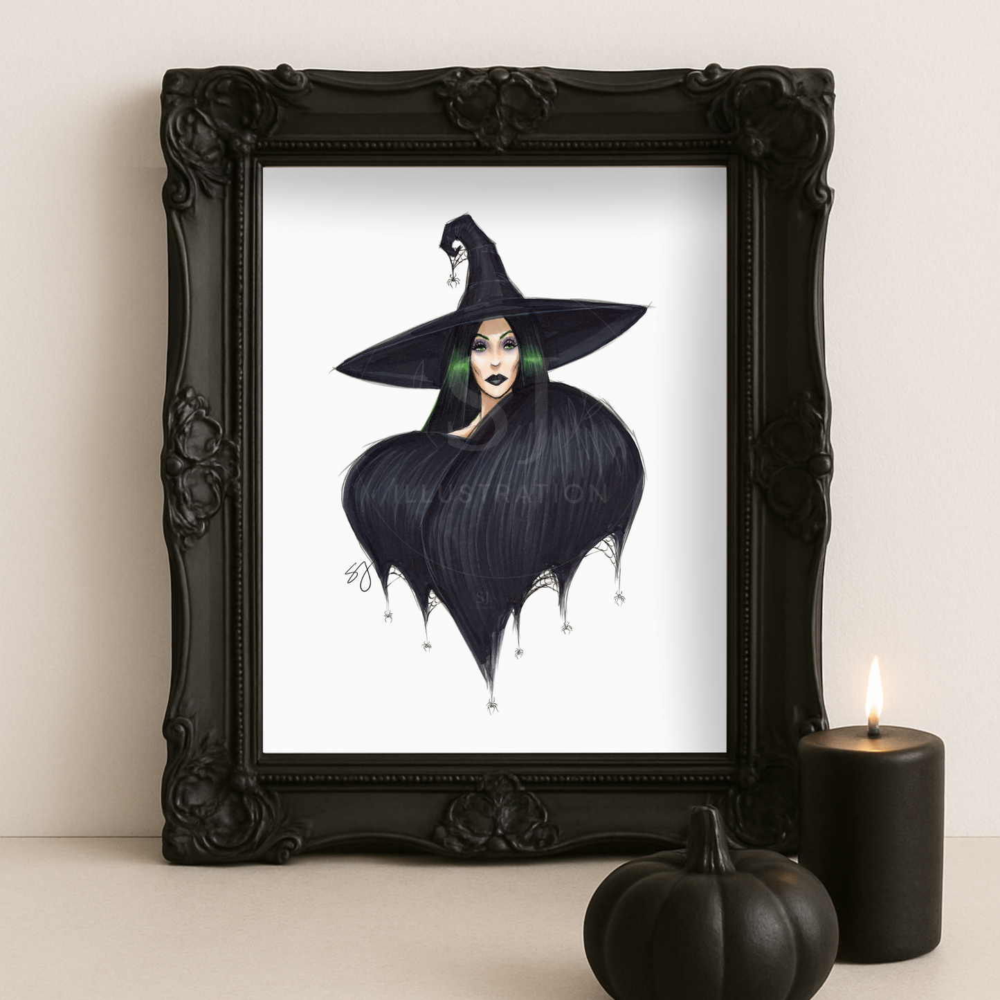Monochrome Noir  |  Witchy Halloween Fashion Illustration (ART PRINT)