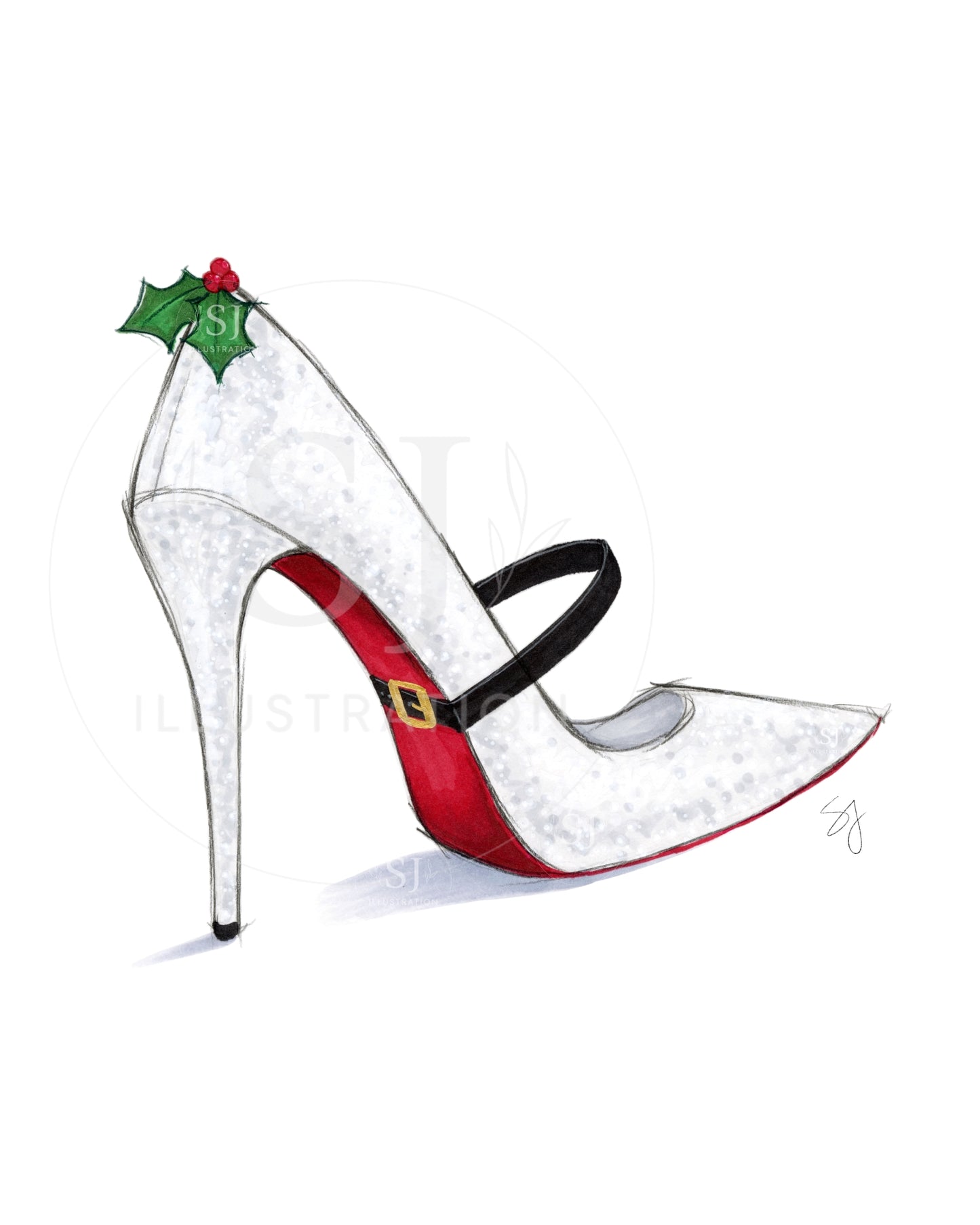 Mrs. Claus Is Coming To Town  |  Holiday Stiletto Fashion Illustration (PRINT)