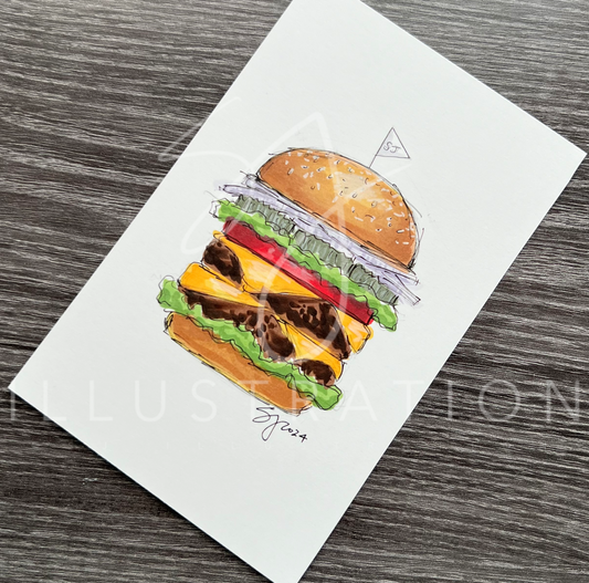 National Cheeseburger Day  |  Food Illustration (ORIGINAL)