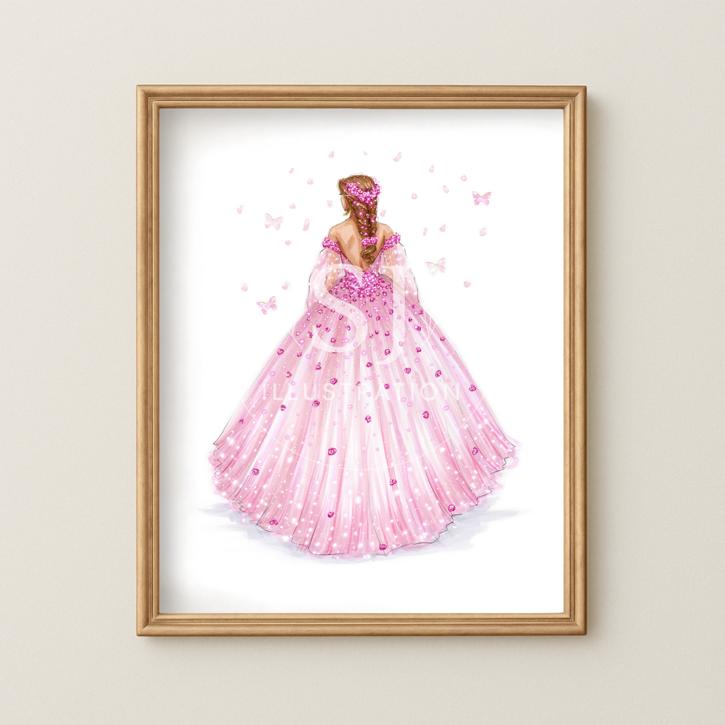 Pink Floral Ballgown  |  Fashion Illustration (ART PRINT)